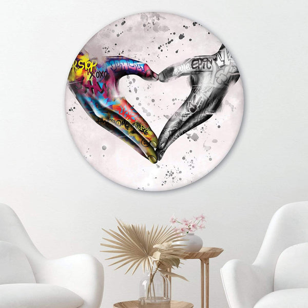 Graffiti Heart Canvas - Circle Art Clock Canvas