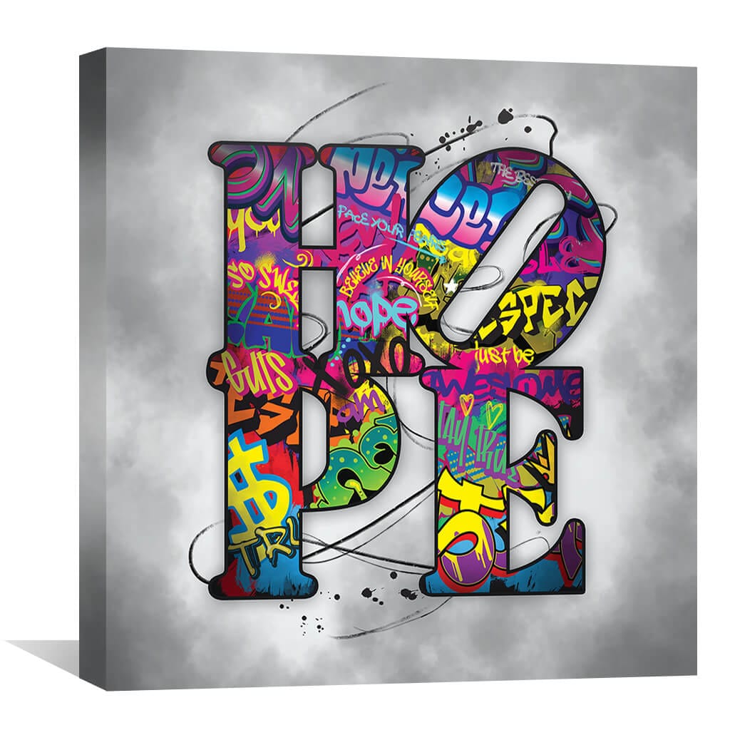 Graffiti Hope Canvas Art 30 x 30cm / Unframed Canvas Print Clock Canvas