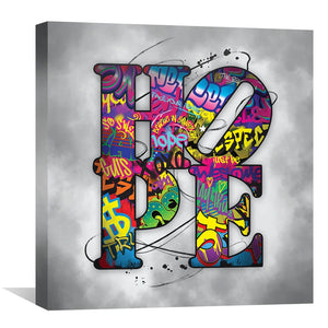 Graffiti Hope Canvas Art 30 x 30cm / Unframed Canvas Print Clock Canvas