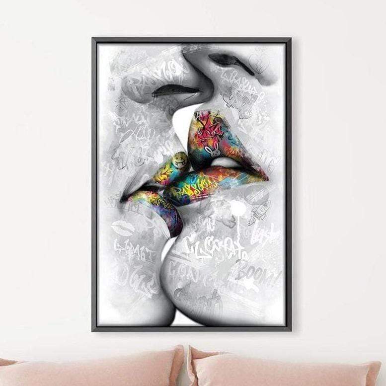 Graffiti Kiss Canvas Art Clock Canvas