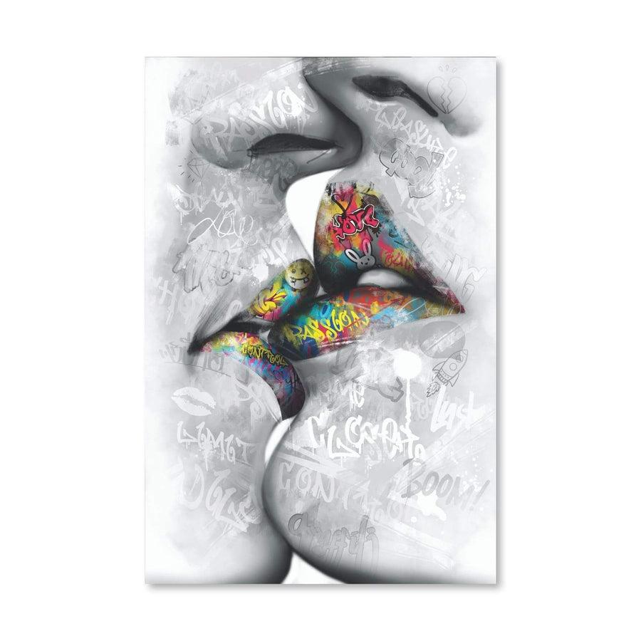 Graffiti Kiss Canvas Art Clock Canvas