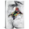 Graffiti Kiss Canvas Art 30 x 45cm / Unframed Canvas Print Clock Canvas