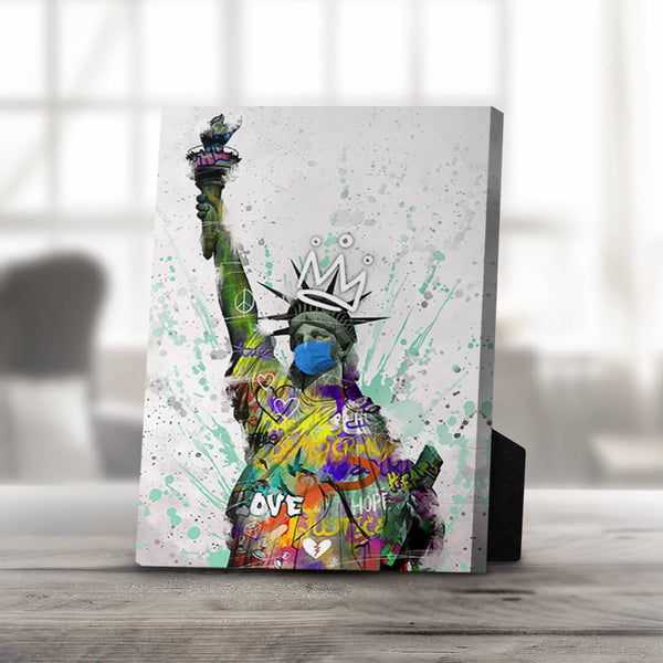 Graffiti Liberty Desktop Canvas Desktop Canvas 20 x 25cm Clock Canvas
