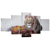 Graffiti Lion Canvas - 5 Panel Art Clock Canvas