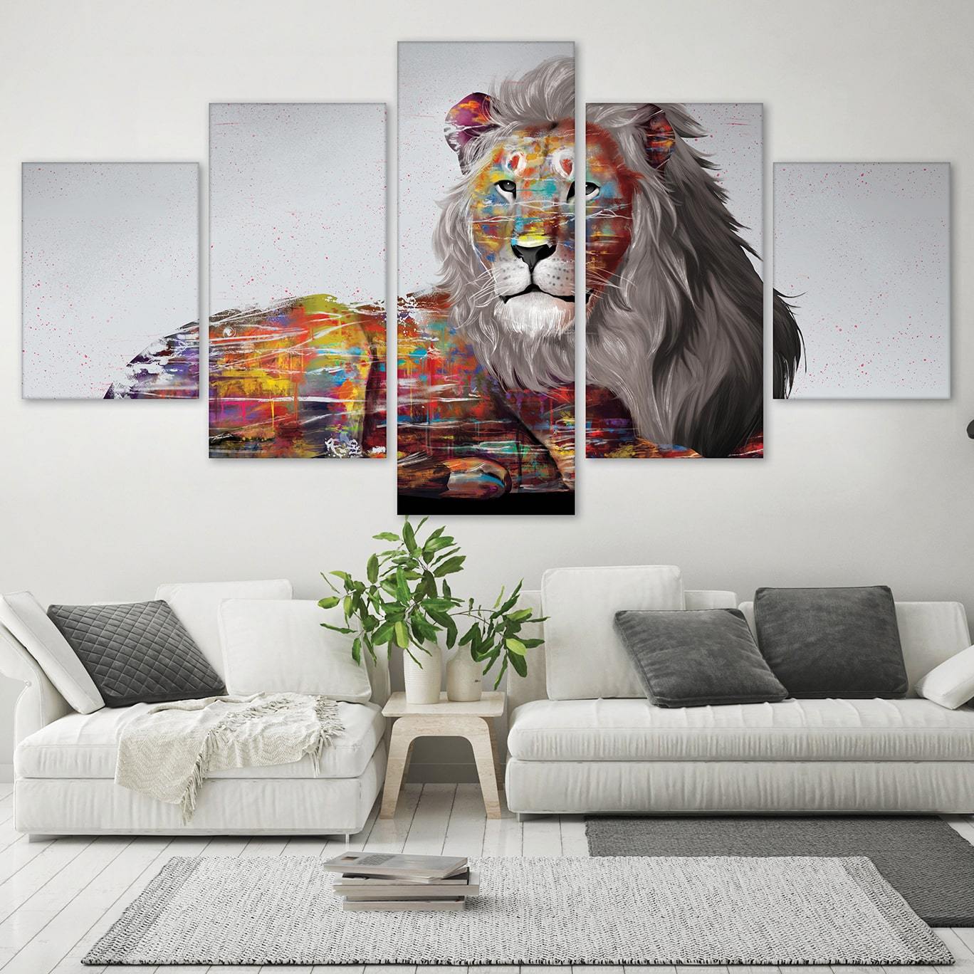 Graffiti Lion Canvas - 5 Panel product thumbnail