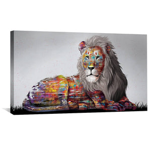 Graffiti Lion Canvas - Single Panel Art 50 x 25cm / Unframed Canvas Print Clock Canvas