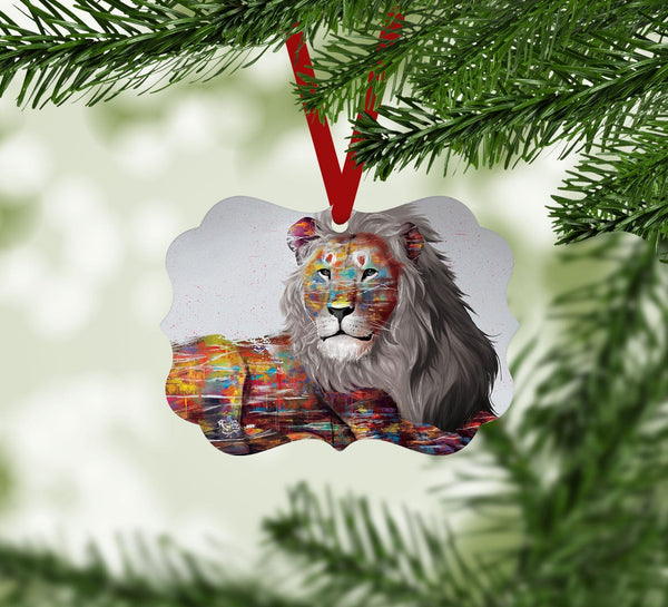 Graffiti Lion Ornament Christmas Ornament Victorian 10.8 x 8cm Clock Canvas