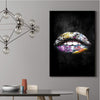 Graffiti Lips Clock Canvas