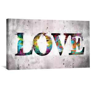 Graffiti Love Canvas Art 50 x 25cm / Unframed Canvas Print Clock Canvas