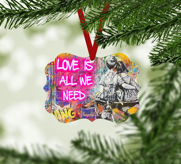 Graffiti Love Ornament Christmas Ornament Victorian 10.8 x 8cm Clock Canvas