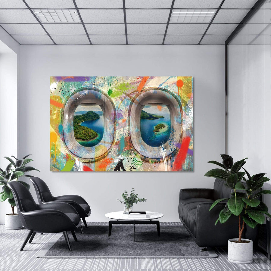 Graffiti Plane - Indonesia Clock Canvas