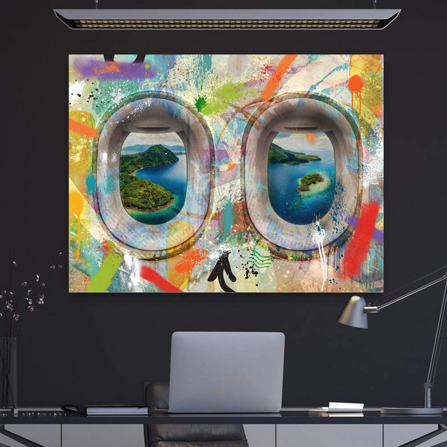 Graffiti Plane - Indonesia Clock Canvas