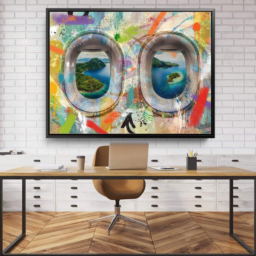 Graffiti Plane - Indonesia Clock Canvas