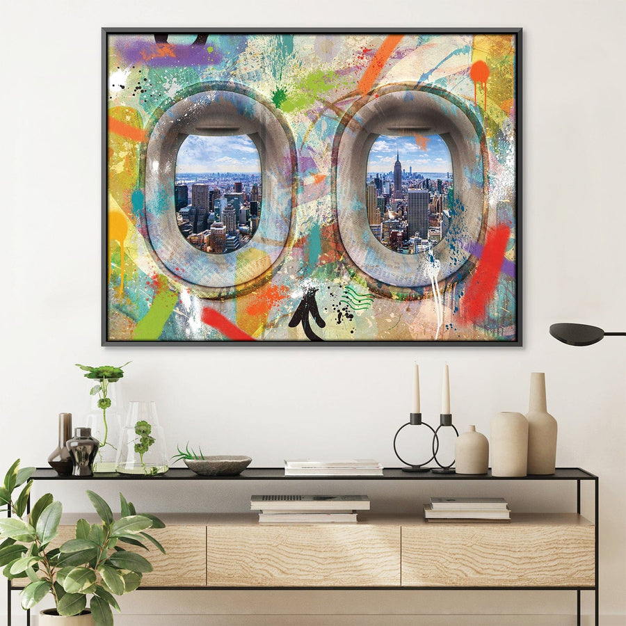 Graffiti Plane - New York Canvas Art Clock Canvas