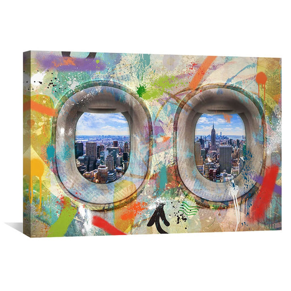 Graffiti Plane - New York Canvas Art 30 x 45cm / Standard Gallery Wrap Clock Canvas