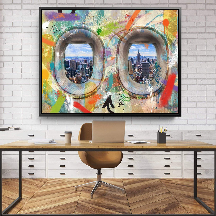 Graffiti Plane - New York Clock Canvas