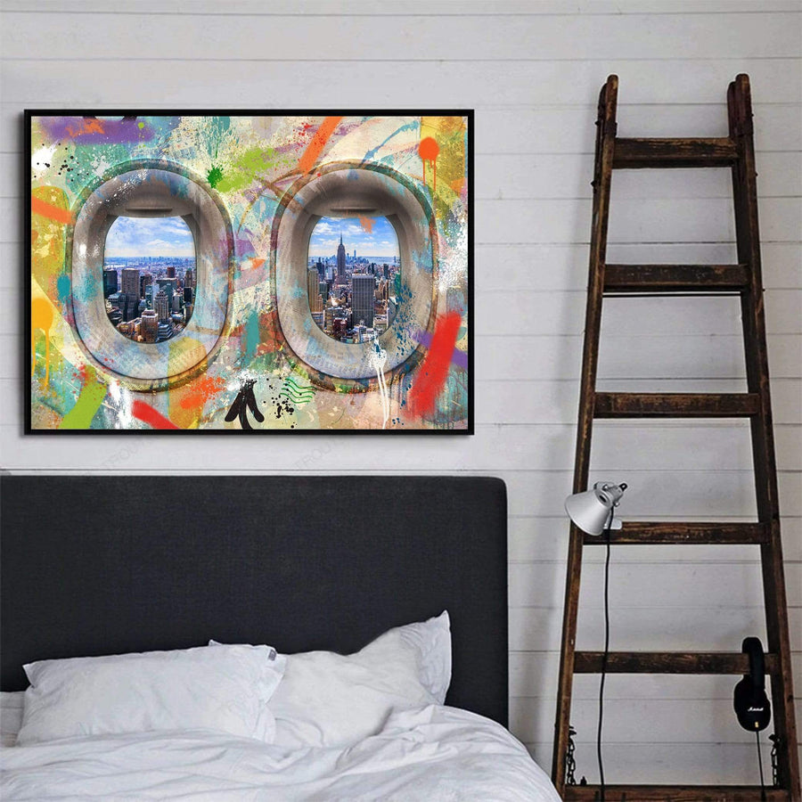 Graffiti Plane - New York Clock Canvas