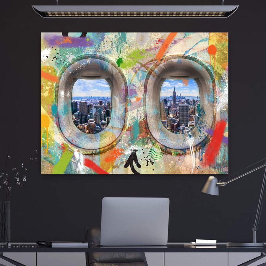 Graffiti Plane - New York Clock Canvas