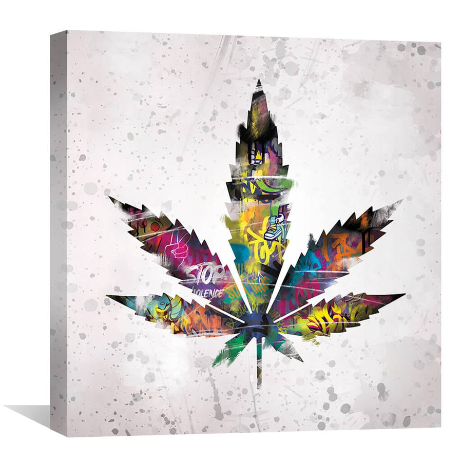 Graffiti Plant Canvas Art 30 x 30cm / Unframed Canvas Print Clock Canvas