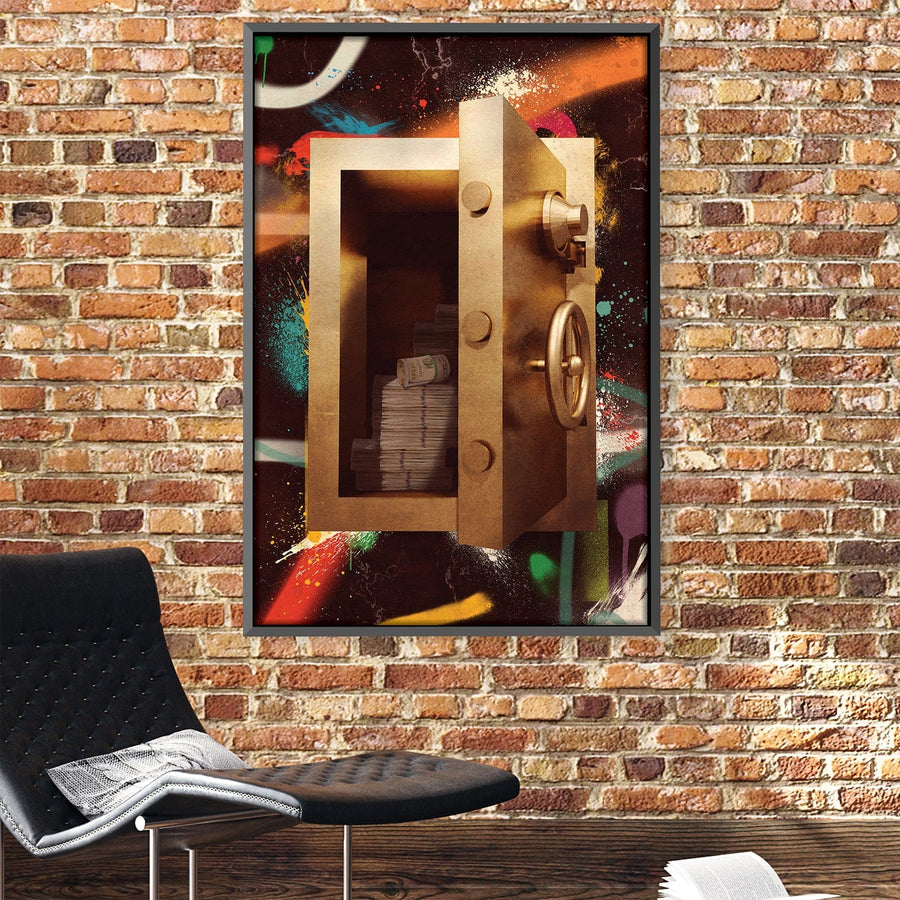 Graffiti Safe - Cash Canvas Art 30 x 45cm / Standard Gallery Wrap Clock Canvas