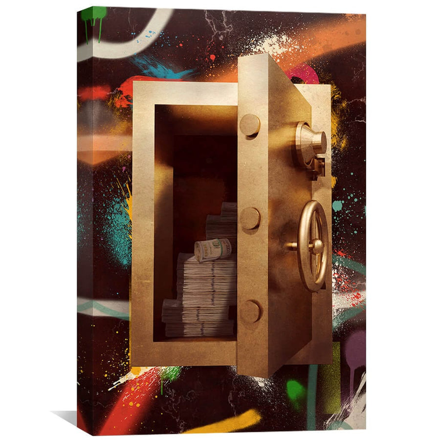 Graffiti Safe - Cash Canvas Art Clock Canvas
