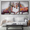 Graffiti Stallion Canvas Art Set of 3 / 40 x 60cm / Unframed Canvas Print Clock Canvas