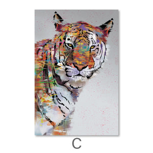 Graffiti Tiger Canvas Art C / 40 x 60cm / Unframed Canvas Print Clock Canvas