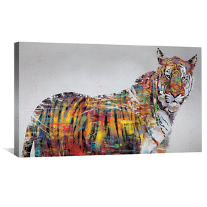 Graffiti Tiger Canvas - Single Panel Art 50 x 25cm / Unframed Canvas Print Clock Canvas