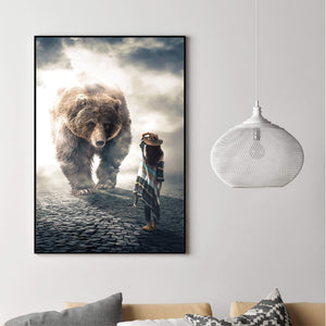 Great Grizzly Canvas Art 40 x 60cm / Unframed Canvas Print Clock Canvas