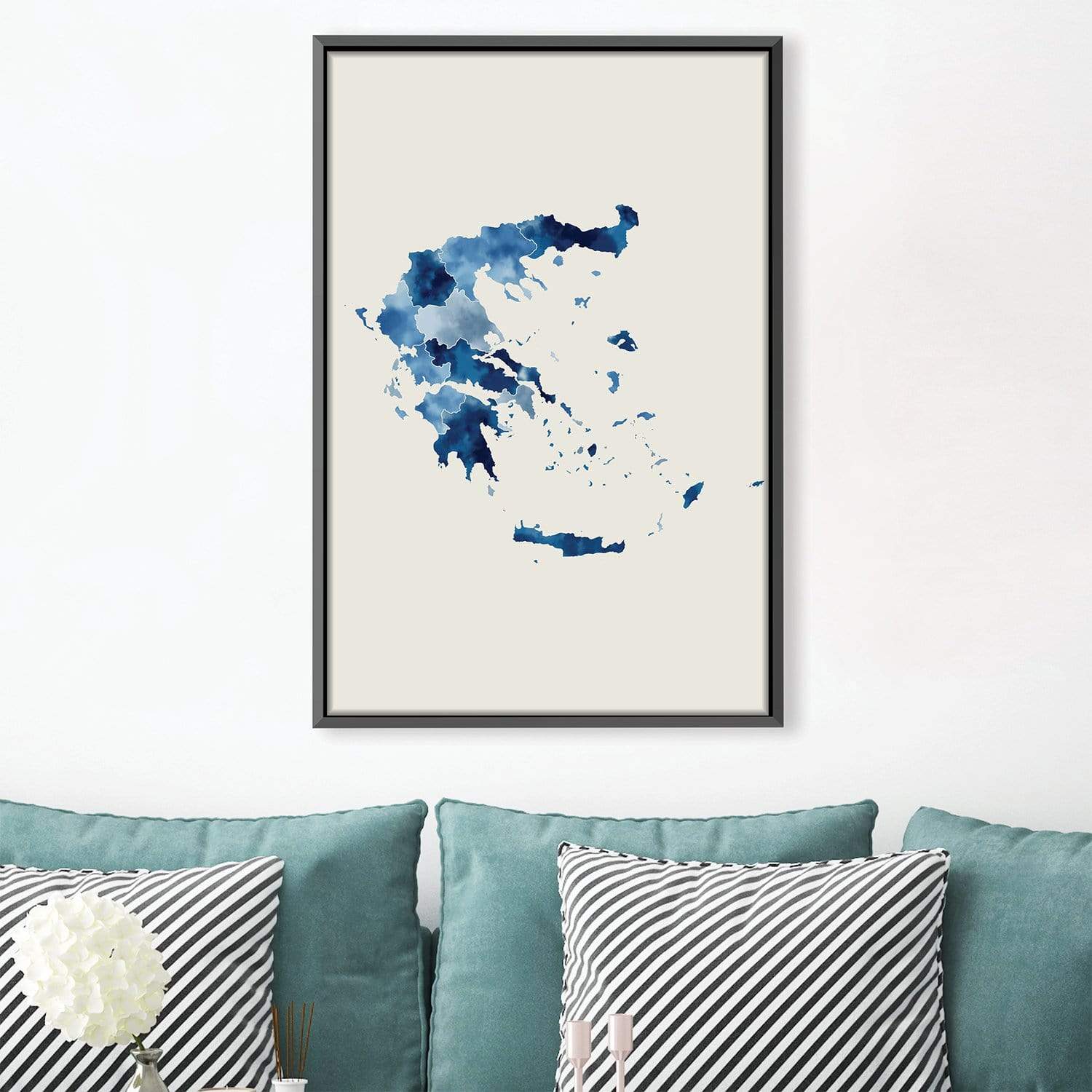 Greece Watercolor Canvas Art Clock Canvas