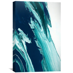 Green And Blue Wave Canvas Art 30 x 45cm / Unframed Canvas Print Clock Canvas