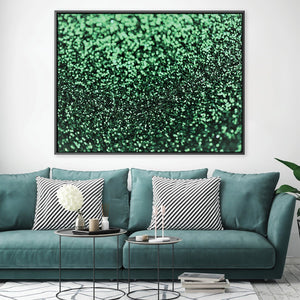 Green Glitter Canvas Art 45 x 30cm / Unframed Canvas Print Clock Canvas