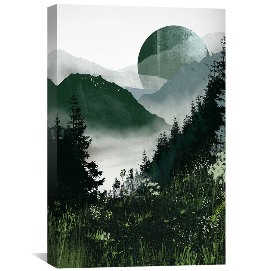 Green Moon Canvas Art Clock Canvas