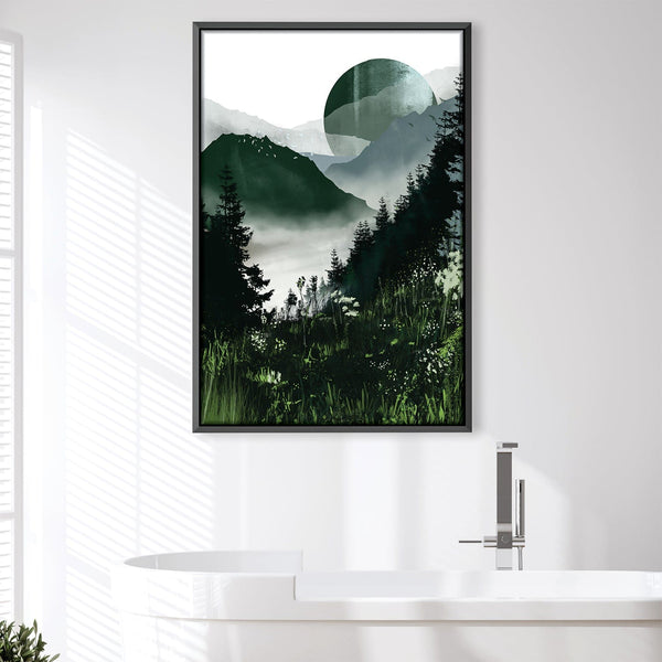 Green Moon Canvas Art 30 x 45cm / Unframed Canvas Print Clock Canvas