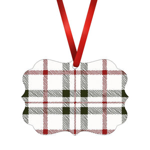 Green Red Plaid Ornament Christmas Ornament Victorian 10.8 x 8cm Clock Canvas