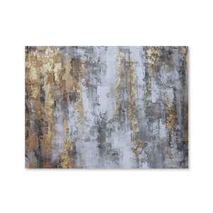 Grey and Gold Abstract Oil Painting Oil Clock Canvas