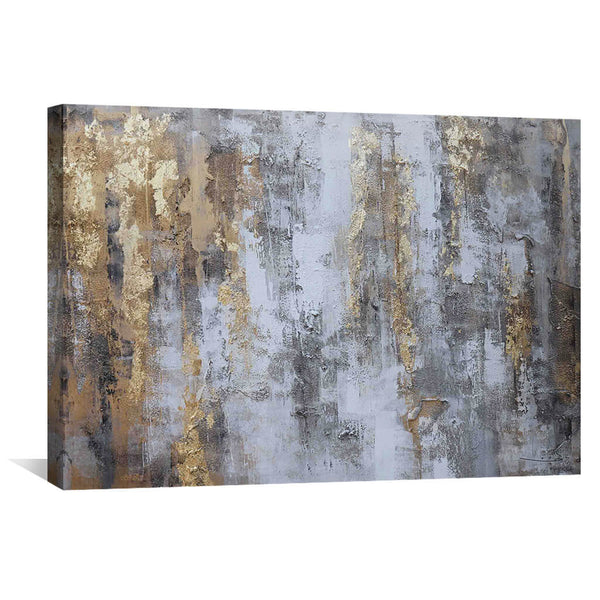 Grey and Gold Abstract Oil Painting Oil Clock Canvas