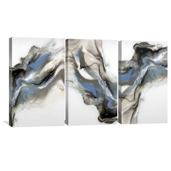 Grey Smoke Canvas Art Set of 3 / 30 x 45cm / Unframed Canvas Print Clock Canvas