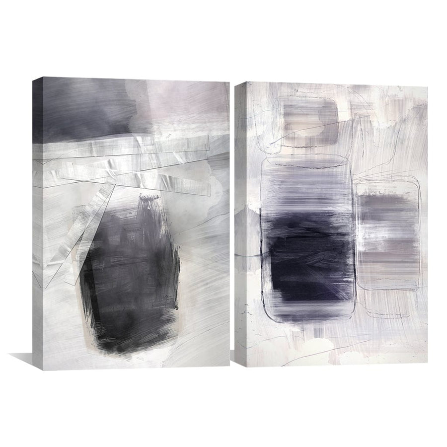 Grey Stroke Abstract Canvas Art Clock Canvas