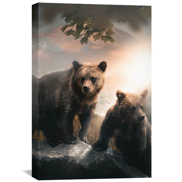 Grizzly Sunrise Canvas Art 40 x 60cm / Unframed Canvas Print Clock Canvas