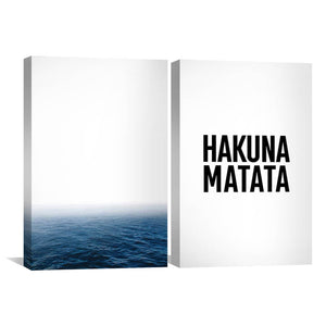 Hakuna Matata Canvas Art Set of 2 / 40 x 60cm / Unframed Canvas Print Clock Canvas