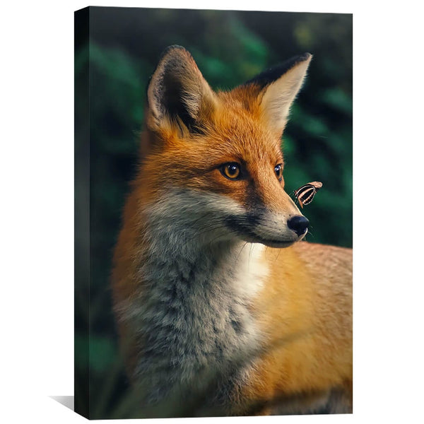 Happy Fox Canvas Art 40 x 60cm / Unframed Canvas Print Clock Canvas