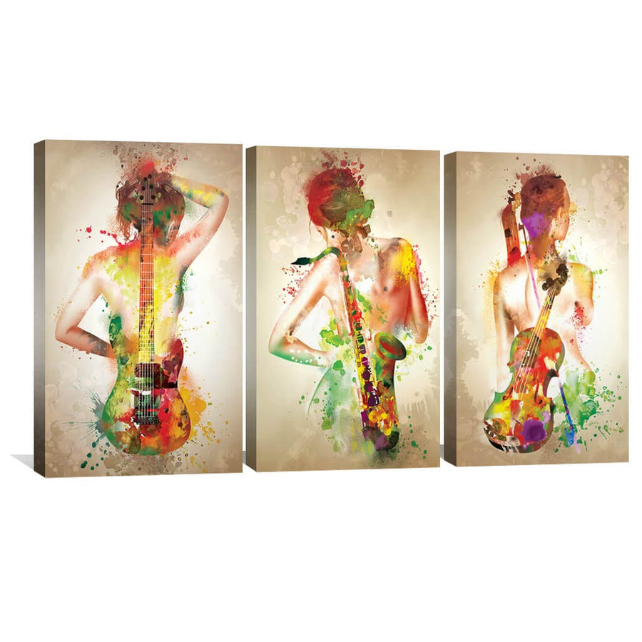 Harmonic Splash Canvas Art Set of 3 / 40 x 60cm / Unframed Canvas Print Clock Canvas