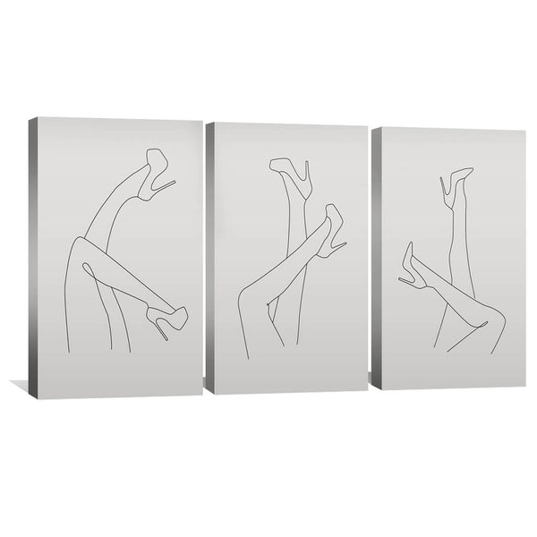 Heels In The Air Canvas Art Set of 3 / 30 x 45cm / Unframed Canvas Print Clock Canvas