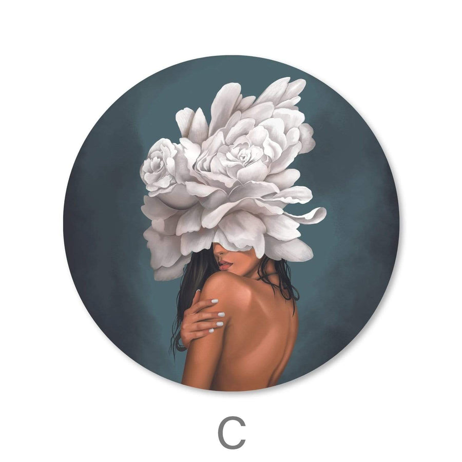 Hidden Woman - Circle Canvas Art C / 40 x 40cm / Standard Gallery Wrap Clock Canvas