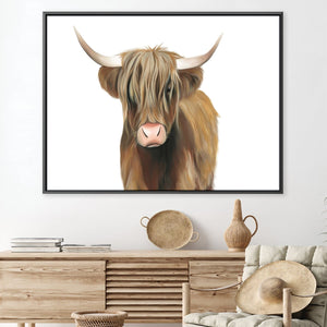 Highland Cattle Canvas Art 45 x 30cm / Unframed Canvas Print Clock Canvas