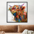 Highland Cow of Colors Canvas Art 30 x 30cm / Unframed Canvas Print Clock Canvas