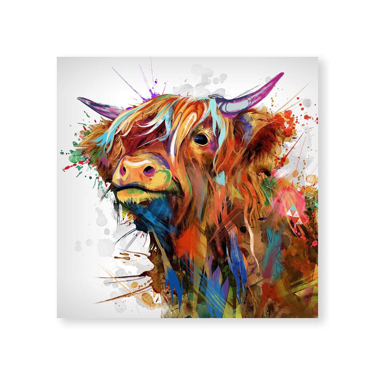 Highland Cow of Colors Canvas Art Clock Canvas