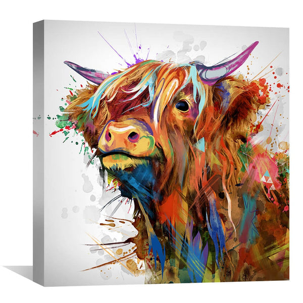 Highland Cow of Colors Canvas Art Clock Canvas
