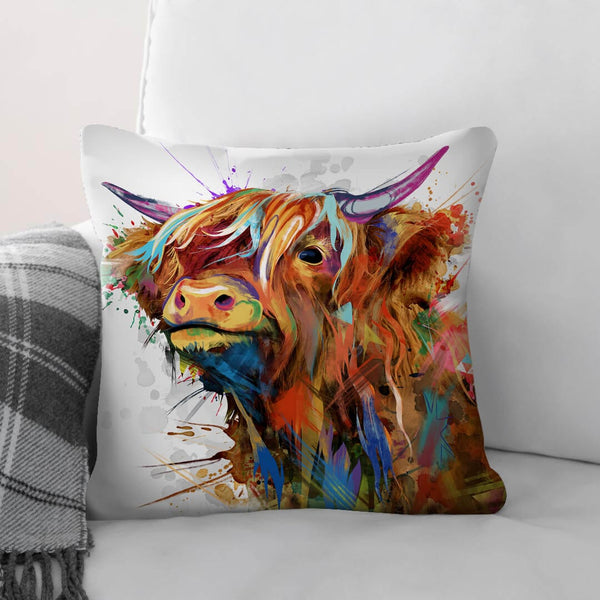 Highland Cow of Colors Cushion Cushion Cushion Square Clock Canvas